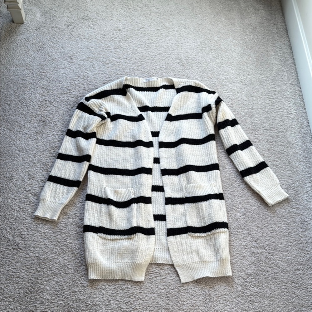Striped Black and White Women's Cardigan